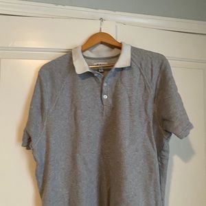 Grey polo with white collar